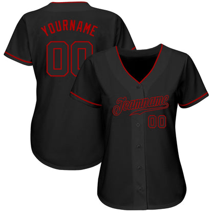 USA Baseball Jersey, Custom Black Black Red Authentic Baseball Jersey, Team Jerseys Baseball