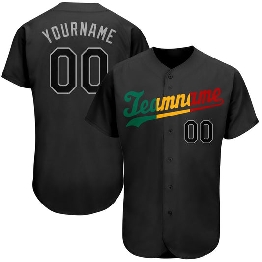 USA Baseball Jersey, Custom Black Black Red Authentic Split Fashion Baseball Jersey, Team Jerseys Baseball