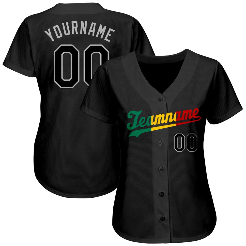 USA Baseball Jersey, Custom Black Black Red Authentic Split Fashion Baseball Jersey, Team Jerseys Baseball