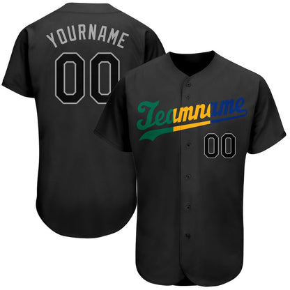 USA Baseball Jersey, Custom Black Black Royal Authentic Split Fashion Baseball Jersey, Team Jerseys Baseball