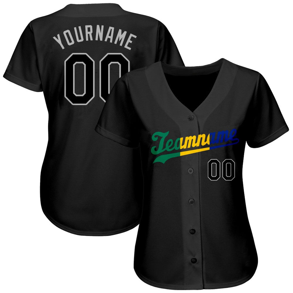 USA Baseball Jersey, Custom Black Black Royal Authentic Split Fashion Baseball Jersey, Team Jerseys Baseball