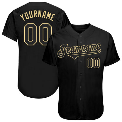 USA Baseball Jersey, Custom Black Black Vegas Gold Authentic Baseball Jersey, Team Jerseys Baseball