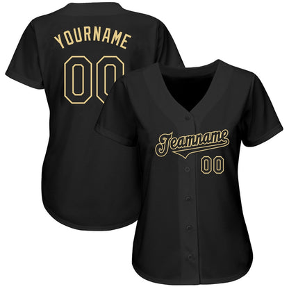 USA Baseball Jersey, Custom Black Black Vegas Gold Authentic Baseball Jersey, Team Jerseys Baseball