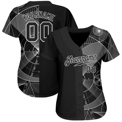 USA Baseball Jersey, Custom Black Black White 3D Pattern Design Geometry Authentic Baseball Jersey, Team Jerseys Baseball