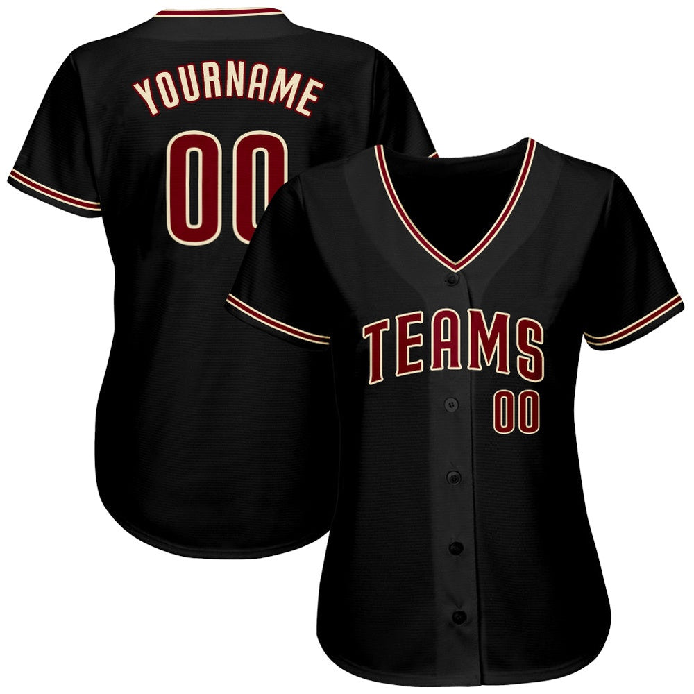 USA Baseball Jersey, Custom Black Crimson City Cream Authentic Baseball Jersey, Team Jerseys Baseball