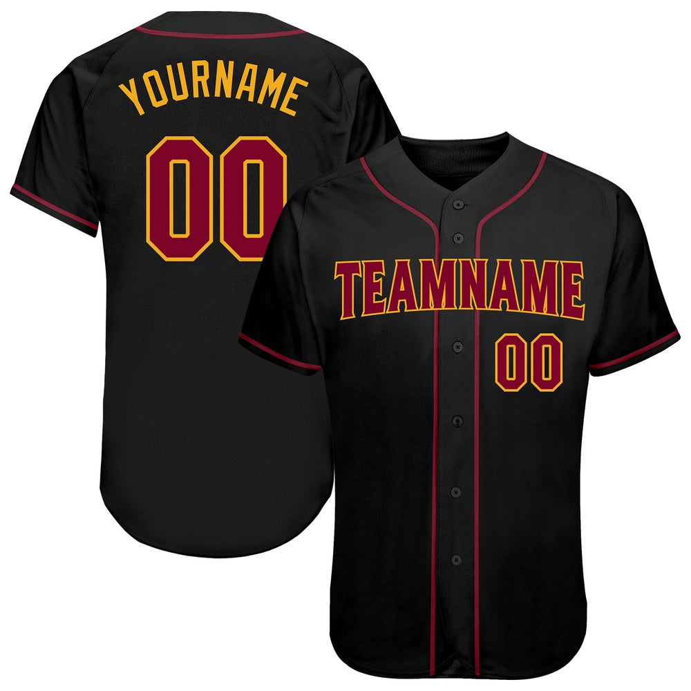 USA Baseball Jersey, Custom Black Crimson Gold Authentic Baseball Jersey, Team Jerseys Baseball