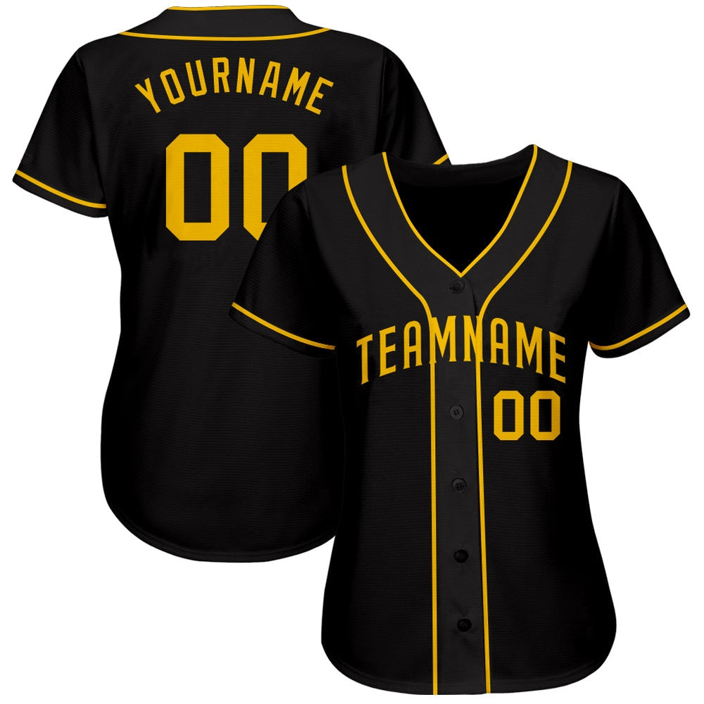 USA Baseball Jersey, Custom Black Gold Authentic Baseball Jersey, Team Jerseys Baseball
