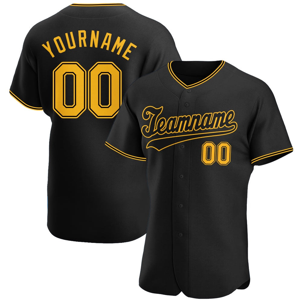 USA Baseball Jersey, Custom Black Gold Black Authentic Baseball Jersey, Team Jerseys Baseball