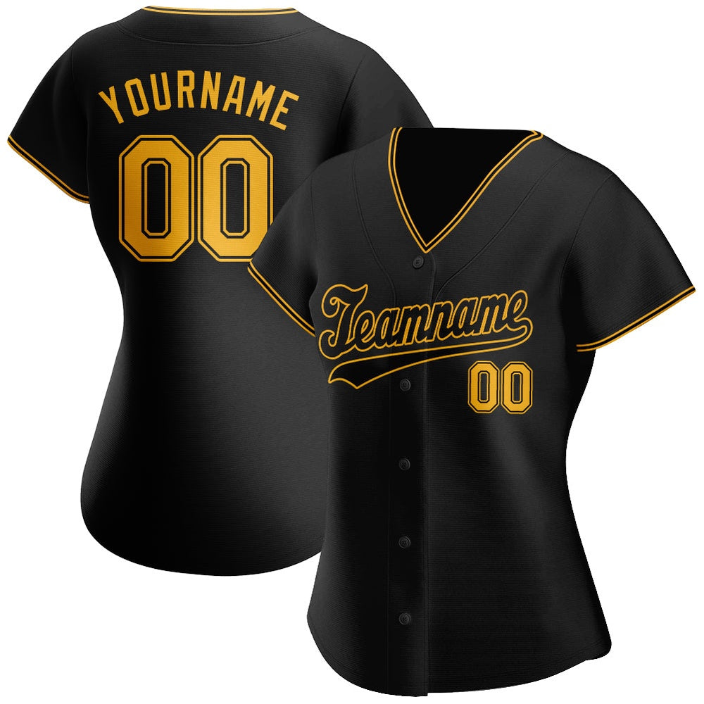 USA Baseball Jersey, Custom Black Gold Black Authentic Baseball Jersey, Team Jerseys Baseball