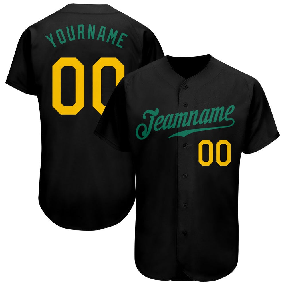 USA Baseball Jersey, Custom Black Gold Kelly Green Authentic Baseball Jersey, Team Jerseys Baseball