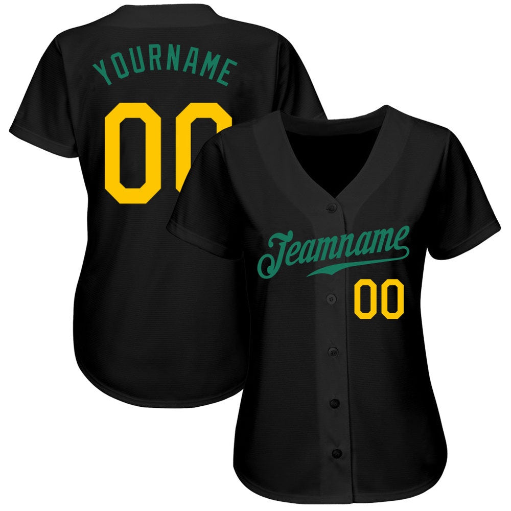 USA Baseball Jersey, Custom Black Gold Kelly Green Authentic Baseball Jersey, Team Jerseys Baseball