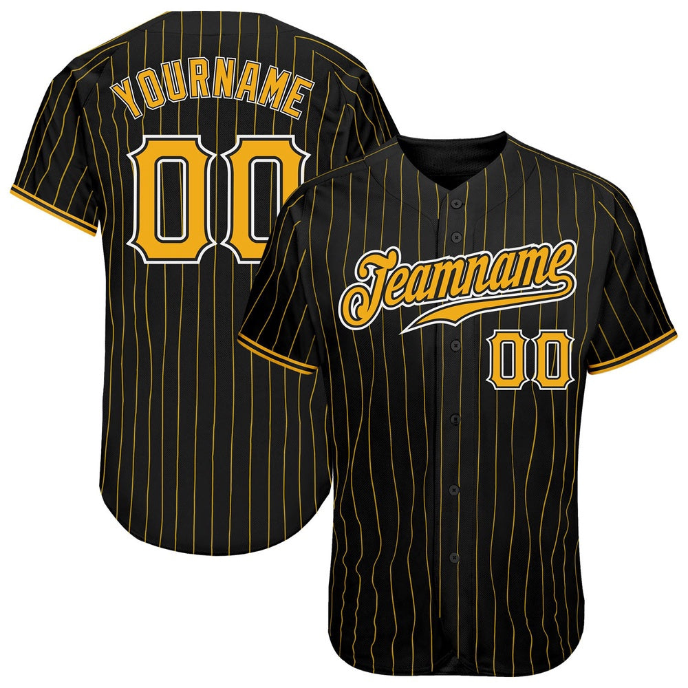 USA Baseball Jersey, Custom Black Gold Pinstripe Gold White Authentic Baseball Jersey, Team Jerseys Baseball