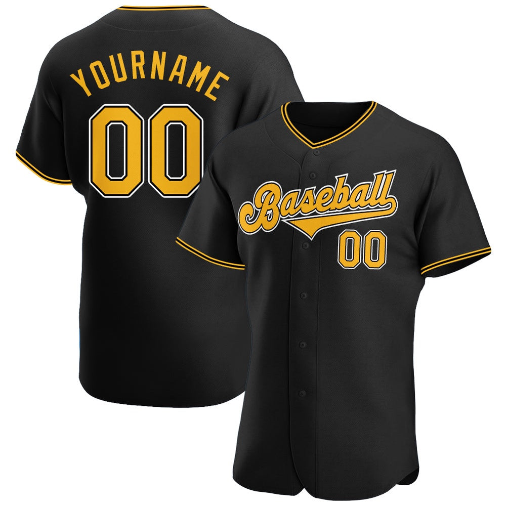 USA Baseball Jersey, Custom Black Gold White Authentic Baseball Jersey, Team Jerseys Baseball