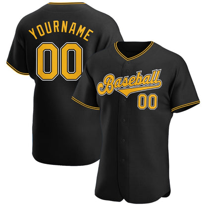 USA Baseball Jersey, Custom Black Gold White Authentic Baseball Jersey, Team Jerseys Baseball