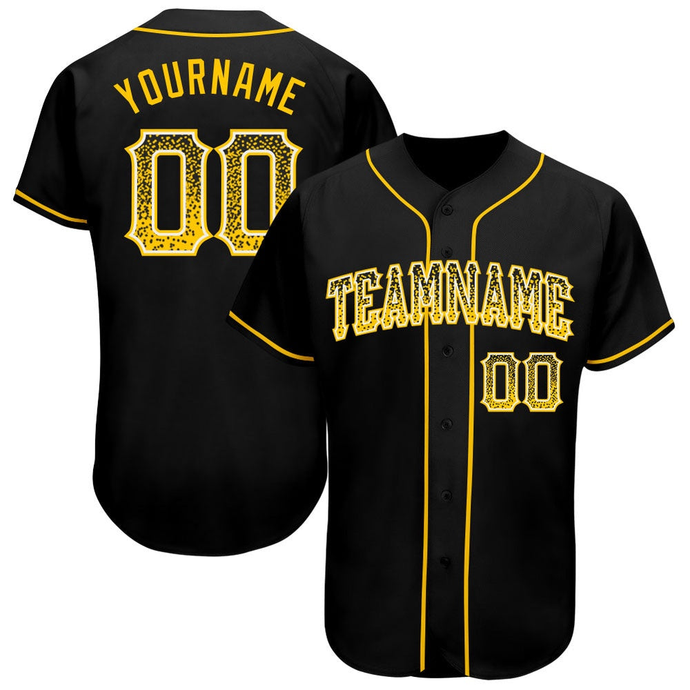 USA Baseball Jersey, Custom Black Gold White Authentic Drift Fashion Baseball Jersey, Team Jerseys Baseball