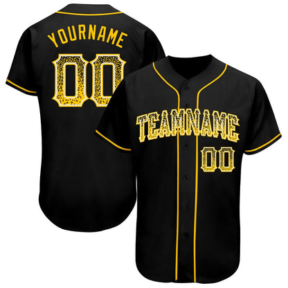 USA Baseball Jersey, Custom Black Gold White Authentic Drift Fashion Baseball Jersey, Team Jerseys Baseball