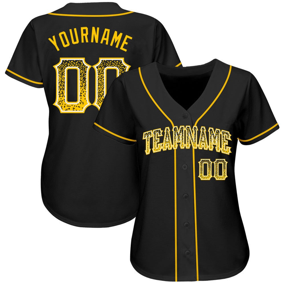 USA Baseball Jersey, Custom Black Gold White Authentic Drift Fashion Baseball Jersey, Team Jerseys Baseball