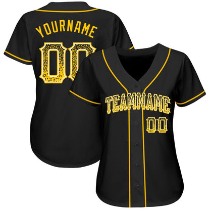 USA Baseball Jersey, Custom Black Gold White Authentic Drift Fashion Baseball Jersey, Team Jerseys Baseball