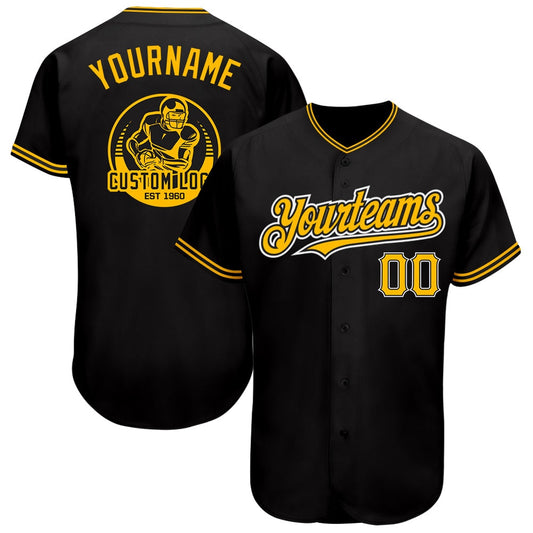 USA Baseball Jersey, Custom Black Gold Yellow Authentic Baseball Jersey, Team Jerseys Baseball