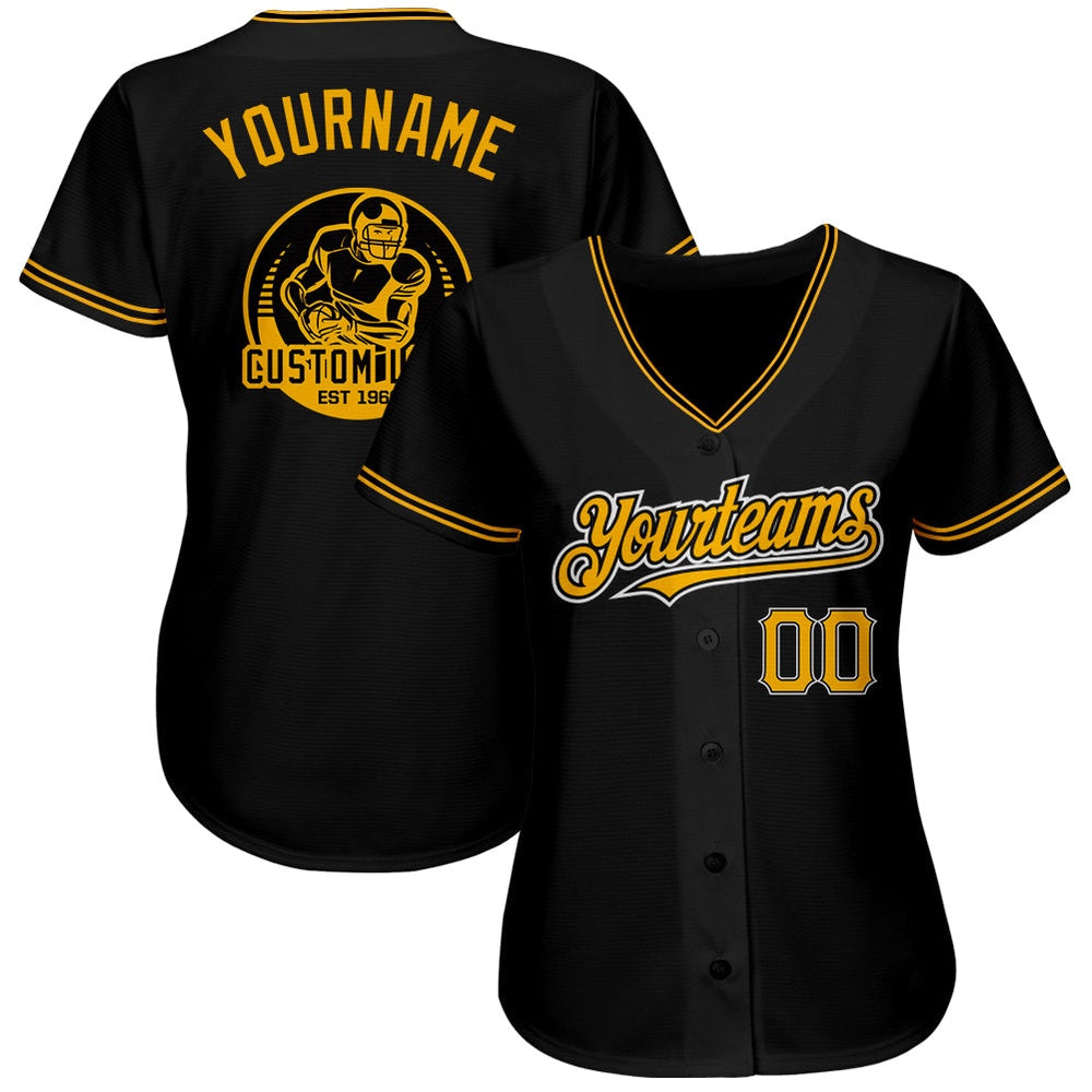 USA Baseball Jersey, Custom Black Gold Yellow Authentic Baseball Jersey, Team Jerseys Baseball