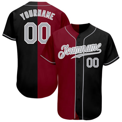 USA Baseball Jersey, Custom Black Gray Crimson Authentic Split Fashion Baseball Jersey, Team Jerseys Baseball