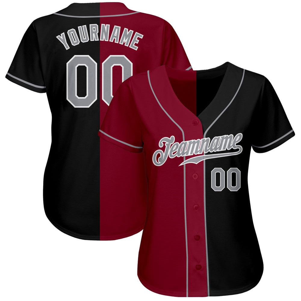 USA Baseball Jersey, Custom Black Gray Crimson Authentic Split Fashion Baseball Jersey, Team Jerseys Baseball