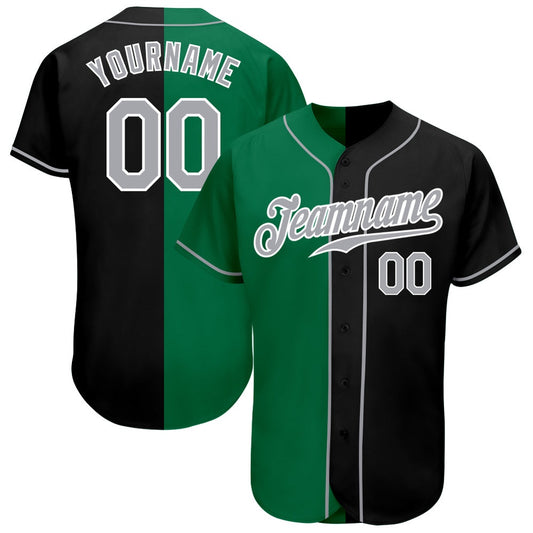 USA Baseball Jersey, Custom Black Gray Kelly Green Authentic Split Fashion Baseball Jersey, Team Jerseys Baseball