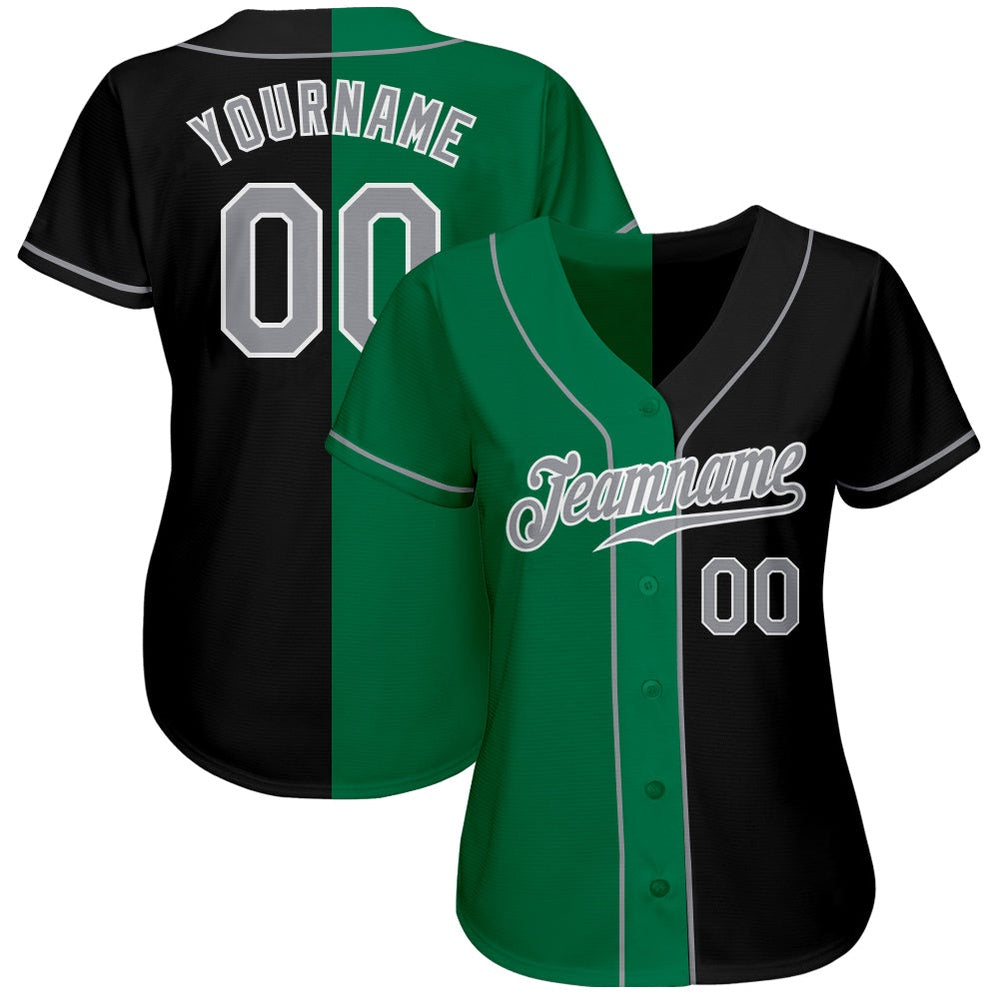 USA Baseball Jersey, Custom Black Gray Kelly Green Authentic Split Fashion Baseball Jersey, Team Jerseys Baseball