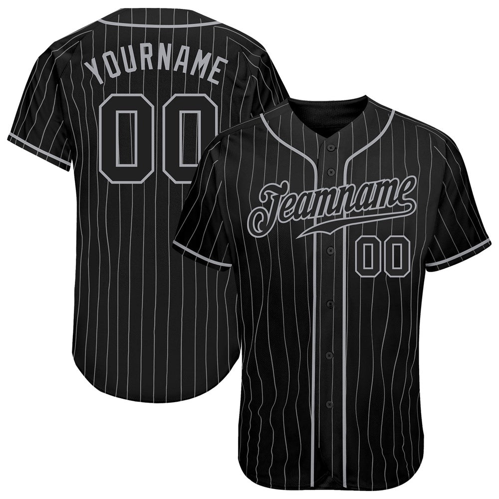 USA Baseball Jersey, Custom Black Gray Pinstripe Black Gray Authentic Baseball Jersey, Team Jerseys Baseball