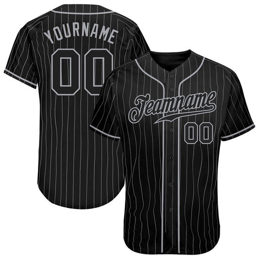 USA Baseball Jersey, Custom Black Gray Pinstripe Black Gray Authentic Baseball Jersey, Team Jerseys Baseball
