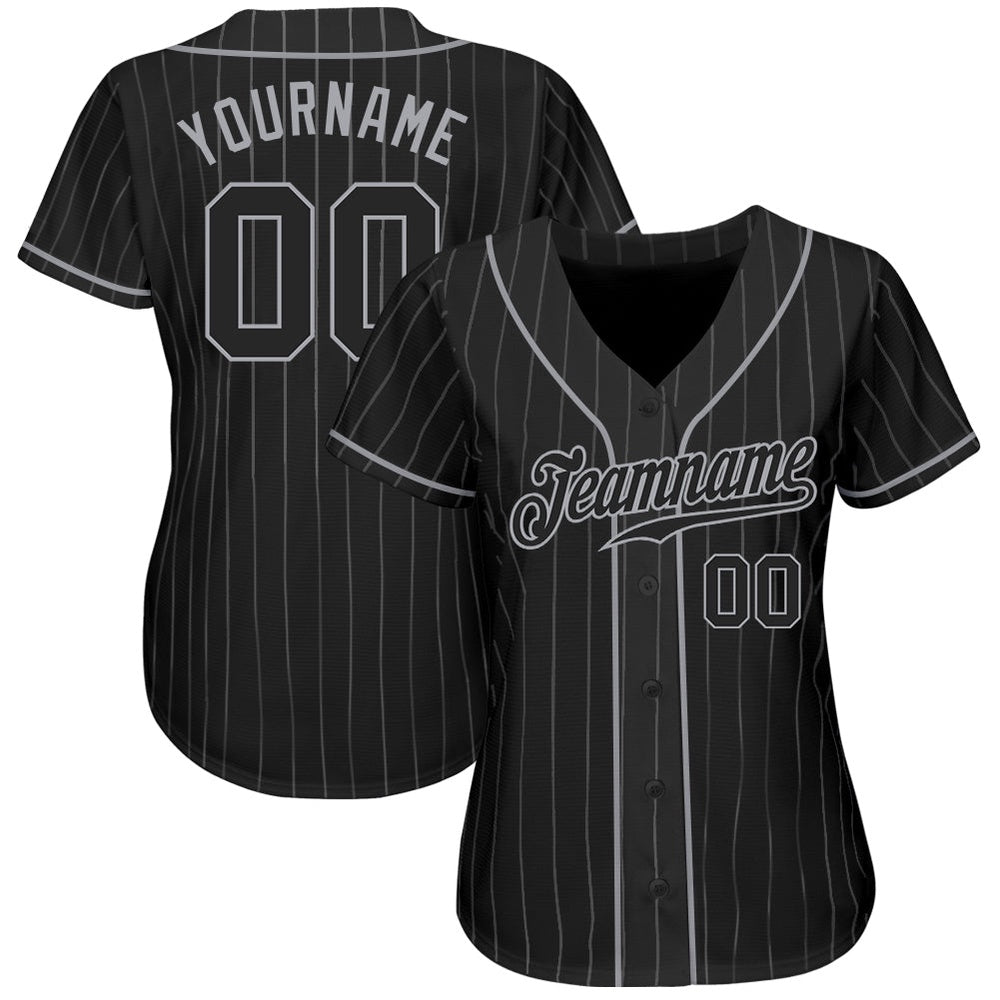 USA Baseball Jersey, Custom Black Gray Pinstripe Black Gray Authentic Baseball Jersey, Team Jerseys Baseball