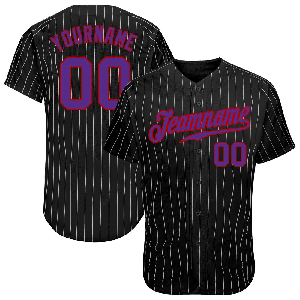 USA Baseball Jersey, Custom Black Gray Pinstripe Purple Red Authentic Baseball Jersey, Team Jerseys Baseball