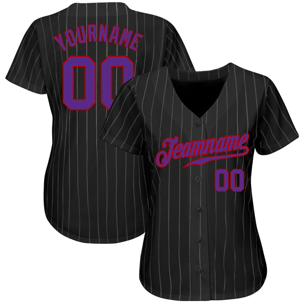 USA Baseball Jersey, Custom Black Gray Pinstripe Purple Red Authentic Baseball Jersey, Team Jerseys Baseball