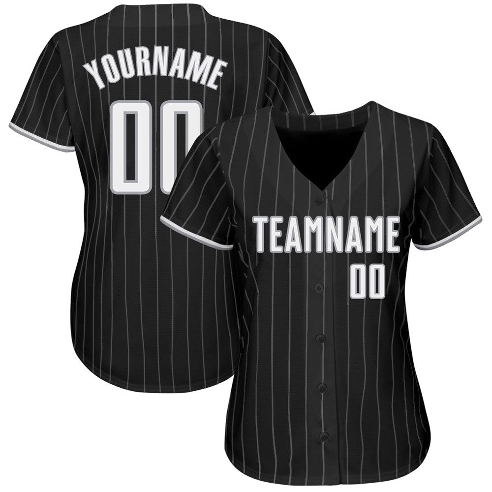 USA Baseball Jersey, Custom Black Gray Pinstripe White Gray Authentic Baseball Jersey, Team Jerseys Baseball