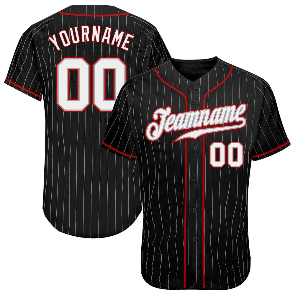 USA Baseball Jersey, Custom Black Gray Pinstripe White Red Authentic Baseball Jersey, Team Jerseys Baseball