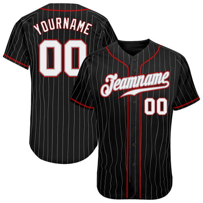 USA Baseball Jersey, Custom Black Gray Pinstripe White Red Authentic Baseball Jersey, Team Jerseys Baseball
