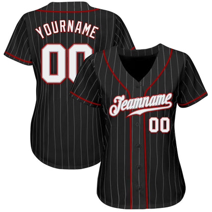 USA Baseball Jersey, Custom Black Gray Pinstripe White Red Authentic Baseball Jersey, Team Jerseys Baseball