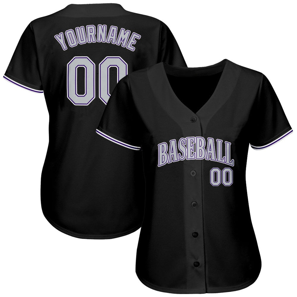 USA Baseball Jersey, Custom Black Gray Purple Authentic Baseball Jersey, Team Jerseys Baseball