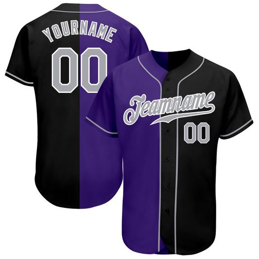 USA Baseball Jersey, Custom Black Gray Purple Authentic Split Fashion Baseball Jersey, Team Jerseys Baseball