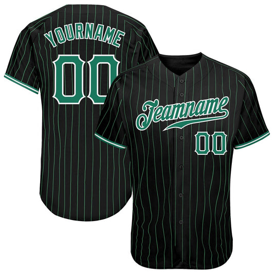 USA Baseball Jersey, Custom Black Kelly Green Pinstripe Kelly Green White Authentic Baseball Jersey, Team Jerseys Baseball
