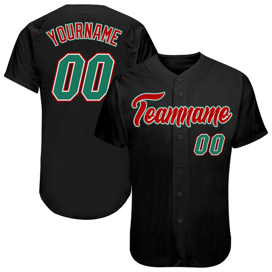 USA Baseball Jersey, Custom Black Kelly Green Red Authentic Baseball Jersey, Team Jerseys Baseball