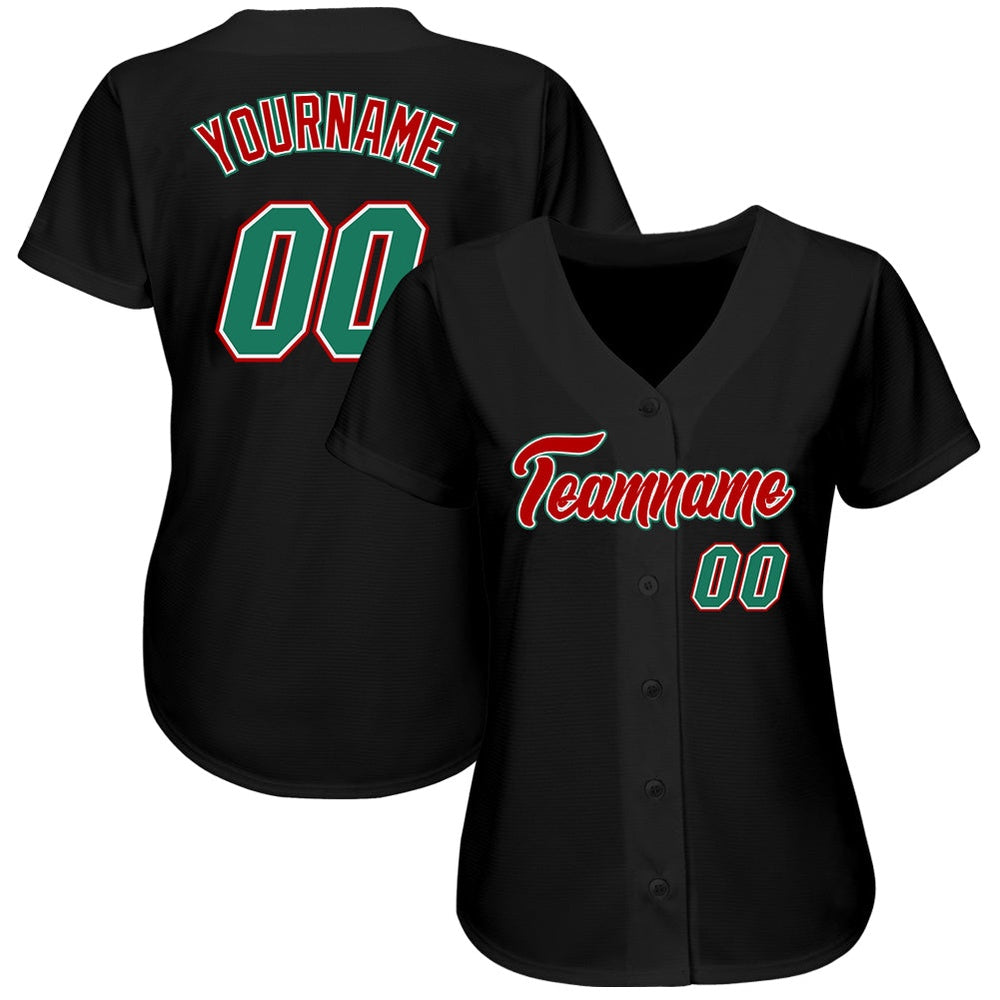 USA Baseball Jersey, Custom Black Kelly Green Red Authentic Baseball Jersey, Team Jerseys Baseball