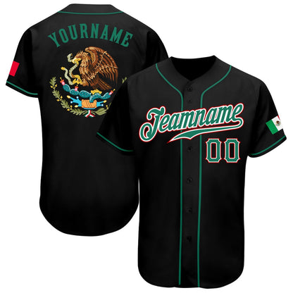 USA Baseball Jersey, Custom Black Kelly Green Red Authentic Mexican Flag Fashion Baseball Jersey, Team Jerseys Baseball