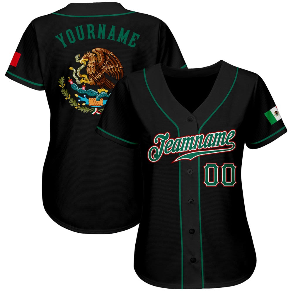 USA Baseball Jersey, Custom Black Kelly Green Red Authentic Mexican Flag Fashion Baseball Jersey, Team Jerseys Baseball