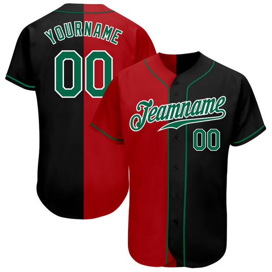 USA Baseball Jersey, Custom Black Kelly Green Red Authentic Split Fashion Baseball Jersey, Team Jerseys Baseball