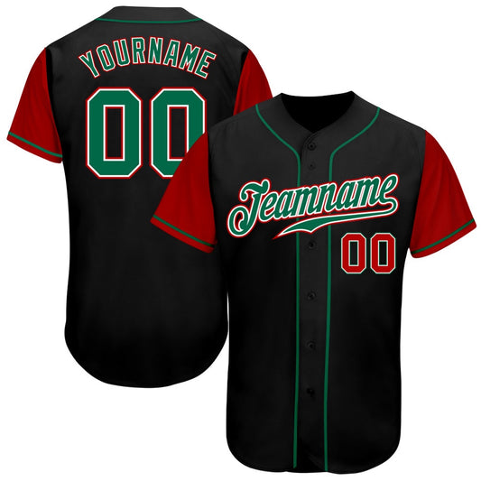 USA Baseball Jersey, Custom Black Kelly Green Red Authentic Two Tone Baseball Jersey, Team Jerseys Baseball