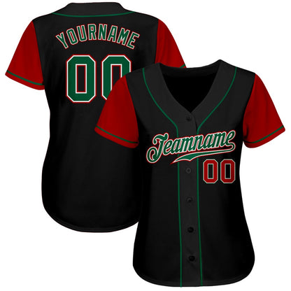 USA Baseball Jersey, Custom Black Kelly Green Red Authentic Two Tone Baseball Jersey, Team Jerseys Baseball