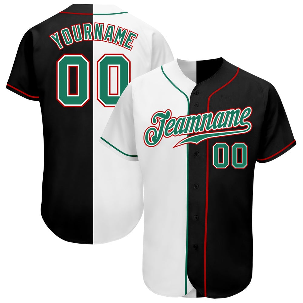 USA Baseball Jersey, Custom Black Kelly Green White Authentic Split Fashion Baseball Jersey, Team Jerseys Baseball