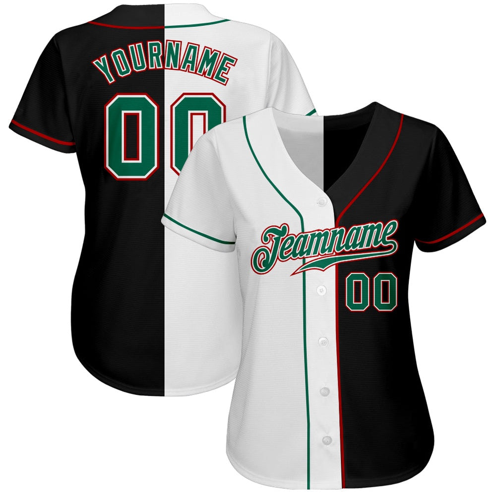 USA Baseball Jersey, Custom Black Kelly Green White Authentic Split Fashion Baseball Jersey, Team Jerseys Baseball