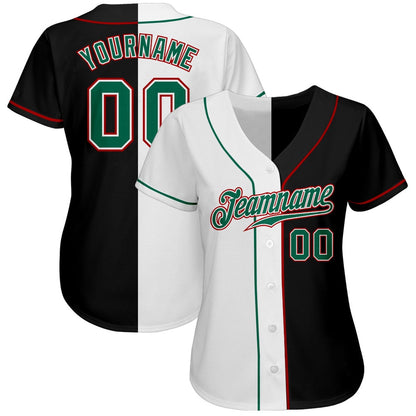 USA Baseball Jersey, Custom Black Kelly Green White Authentic Split Fashion Baseball Jersey, Team Jerseys Baseball